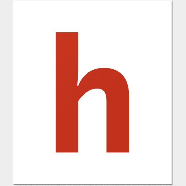 Letter h in Red Text Minimal Typography Wall Art by ellenhenryart